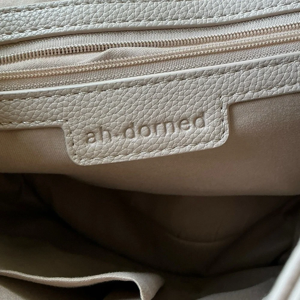 Ahdorned Braided Strap Shoulder Vegan Leather Taupe Minimalist Everyday Purse